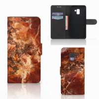 Samsung Galaxy A8 Plus (2018) Bookcase Marmer Bruin