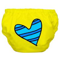 Charlie Banana 2-in-1 Zwemluier en Oefenbroekje- Blue Petit Coeur on Yellow - Maat M (7-9 kilo)