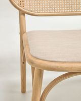 Kave Home Kave Home Eetkamerstoel Doriane, Doriane solid oak easy chair with natural finish and upholstered seat - thumbnail