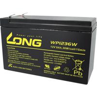 Long WP1236W Loodaccu 12 V 9 Ah Loodvlies (AGM) (b x h x d) 151 x 102 x 65 mm Kabelschoen 6.35 mm Geringe zelfontlading, Onderhoudsvrij