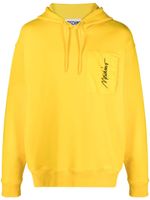 Moschino logo-embroidered cotton blend hoodie - Jaune - thumbnail