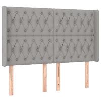 vidaXL Hoofdbord met randen 163x16x118/128 cm stof lichtgrijs, hoofdeinde, houten hoofdeinde, bedonderdeel, houten hoofdbord, slaapkamermeubel
