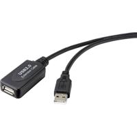 Renkforce USB-kabel USB 2.0 USB-A stekker, USB-A bus 20.00 m Zwart Actief met signaalversterking RF-4535088 - thumbnail