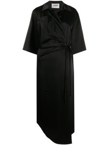 Nanushka robe-portefeuille en satin - Noir