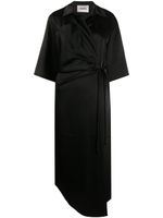 Nanushka robe-portefeuille en satin - Noir - thumbnail