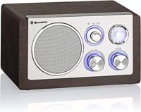 Roadstar HRA-1245 Retro Radio met FM en MW Tuner (telescopische antenne, werkt op batterijen), bruin/zilver, hout