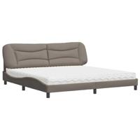 vidaXL Bed met matras stof taupe 200x200 cm, bed, bed ombouw, stoffen bed, bedbodem, 2-persoons bed, gewelfd bedframe, gewelfd stoffen bedframe
