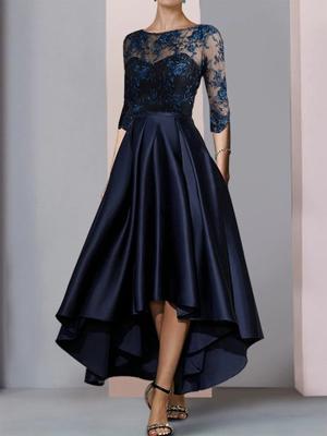 Elegant Lace Plain Boat Neck Dress Elegant Lace Plain Boat Neck Dress