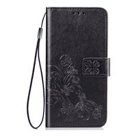 Shop4 - Samsung Galaxy A70 Hoesje - Wallet Case Bloemen Patroon Zwart