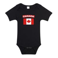 Canada landen rompertje met vlag zwart voor babys - thumbnail