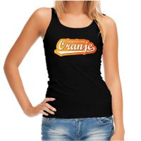 Zwarte tanktop supporter van oranje Holland / Nederland fan EK/ WK voor dames - thumbnail