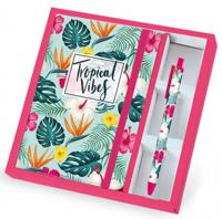 I-Total notitieboek met pen Tropical A5 papier lichtgroen