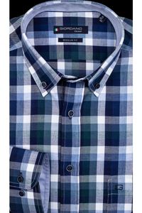 Giordano Ivy Regular Fit Overhemd blauw, Ruit