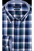 Giordano Ivy Regular Fit Overhemd blauw, Ruit - thumbnail