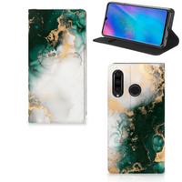 Standcase voor Huawei P30 Lite New Edition Marmer Groen - thumbnail