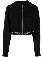 Philipp Plein hoodie crop à bande logo - Noir - thumbnail