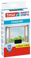 tesa Insect Stop Standard Vliegenhor voor Ramen - Insectenhor, raamhor - Met klittenband - Snij uw eigen horraam op maat - Muggenhor, antraciet, 110 cm x 130 cm