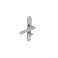 Deurkruk Hoek 90° op ovaal schild met toilet-/badkamersluiting RVS - links