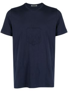 Corneliani logo-embroidered stretch-cotton T-shirt - Bleu