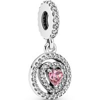 Pandora 791476C01 Hangbedel Sparkling Double Halo Heart zilver-zirconia roze-wit - thumbnail