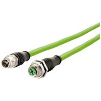 Metz Connect 142M2X12100 M12 Netwerkkabel, patchkabel CAT 6A S/FTP 10.00 m Groen PUR-mantel, Zuurbestendig, Ozonbestendig, UV-bestendig, Geschikt voor