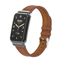 By Qubix - Classic leren bandje met case - Bruin - Xiaomi Smart band 7 Pro
