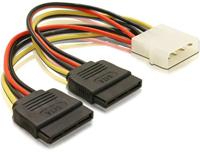 DELOCK 60102 stroomkabel Molex 4-pins stekker > 2 x SATA 15-pins bus, 16 cm