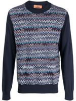 Missoni pull en laine à motif zig-zag - Bleu