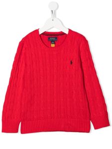 Ralph Lauren Kids pull Polo Pony en maille torsadée - Rouge