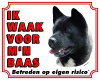 Akita Waakbord - Ik waak voor mijn baas Zwart