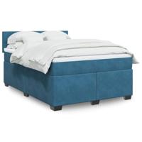 vidaXL Boxspring met matras fluweel blauw 140x200 cm, boxspring, ledikant, bedframe, bed, boxspring bed, bedbodem, seniorenbed, senioren bed