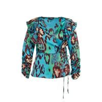 Simply Be overslag top met dierenprint en volant blauw