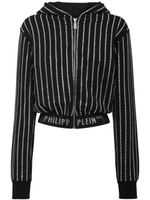 Philipp Plein hoodie zippé à ornement en cristal - Noir