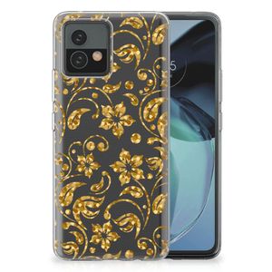 Motorola Moto G72 TPU Case Gouden Bloemen