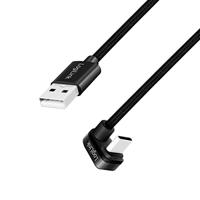LogiLink USB 2.0 Type-C aansluitkabel, USB-C stekker (hoek 180°) naar USB-A stekker (recht), kleur: zwart, 2 m