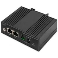 DIGITUS industriële Gigabit Ethernet PoE splitter - 60W - 10/100/1000 Mbps - DIN rail montage - zwart