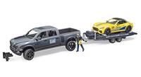 bruder 02504 - RAM 2500 Power Wagon and Roadster Racing Team, terreinwagen, aanhangwagen, racewagen, voertuig