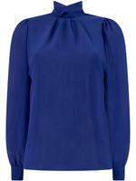 Giambattista Valli blouse en crêpe à col montant - Bleu