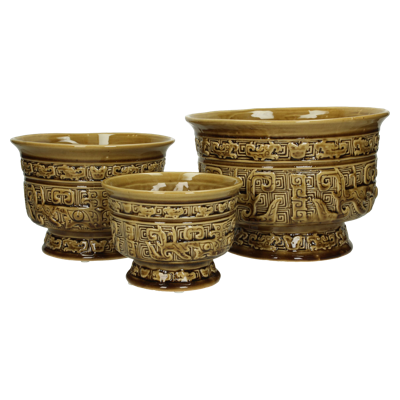 Wants&Needs Accessoires Bloempot Fijn Aardewerk Bruin 26.7 X 26.7 X 19 S/3 Wants&Needs Accessoires Bloempot Fijn Aardewerk Bruin 26.7 X 26.7 X 19 S/3