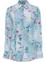 Ermanno Scervino chemise en soie à fleurs - Bleu