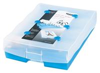 Han 9988-643 Croco 2-6-19 Kaartenbak, Leersysteem Voor Vokabels, Dankzij Vakjes Schuiven In Langdurig Geheugen, Ideaal Als Schoolbenodigdheden En Leermateriaal Single, Blauw Doorschijnend