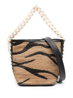 Stella McCartney sac seau en raphia à motif tigré en jacquard - Tons neutres