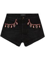 Alanui Inner Energy embroidered denim shorts - Noir