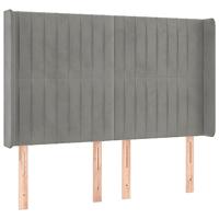 vidaXL Hoofdbord met randen 147x16x118/128 cm fluweel lichtgrijs