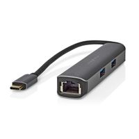 Nedis CCBW64210AT02 Usb Multi-port Adapter Usb 3.2 Gen 1 Usb-c™ Male Hdmi™ Female / Rj45 Female / 3x Usb-a Female 5 Gbps 0.20 M Rond Verguld Pvc Antraciet Doos