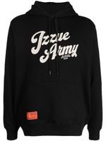 izzue hoodie en coton à logo brodé - Noir