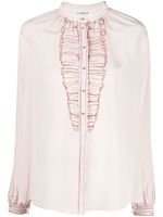 Lanvin blouse en soie à imprimé graphique - Rose