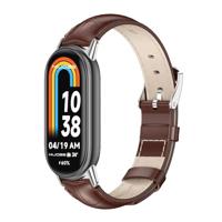 By Qubix - Echt leren bandje - Donkerbruin - Compatible met Xiaomi Smart Band 8 & 9 - Compatible Xiaomi bandje