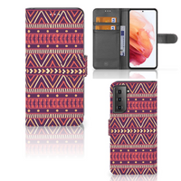 Samsung Galaxy S21 Telefoon Hoesje Aztec Paars