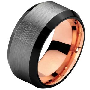 Mendes heren ring Wolfraam Zilver Zwart Rose 8mm